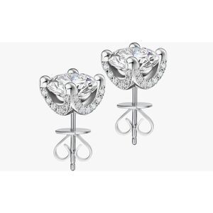 New~Genuine Moissanite Diamond 2Ct. Rose Cut Halo Design Stud Earrings~925SS